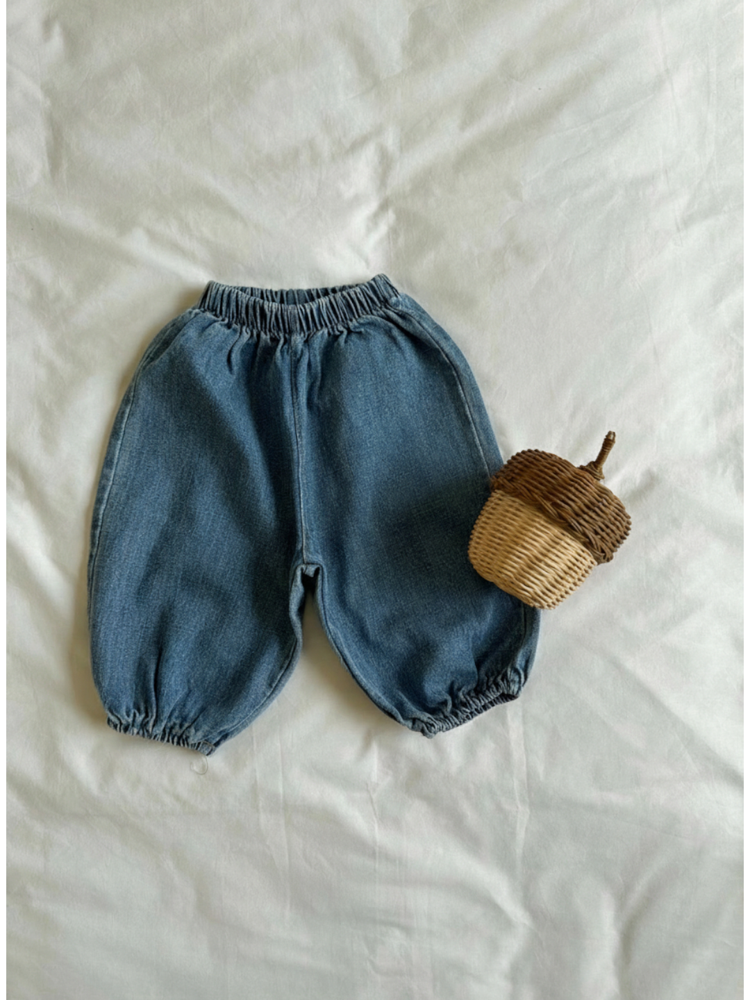 Denim Elastic Cuffed Pants